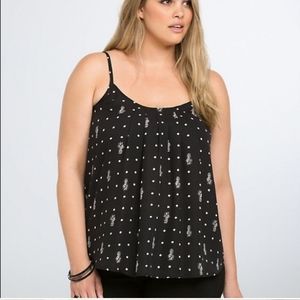 Torrid Black Pineapple Georgette Racerback tank Size 1 1X